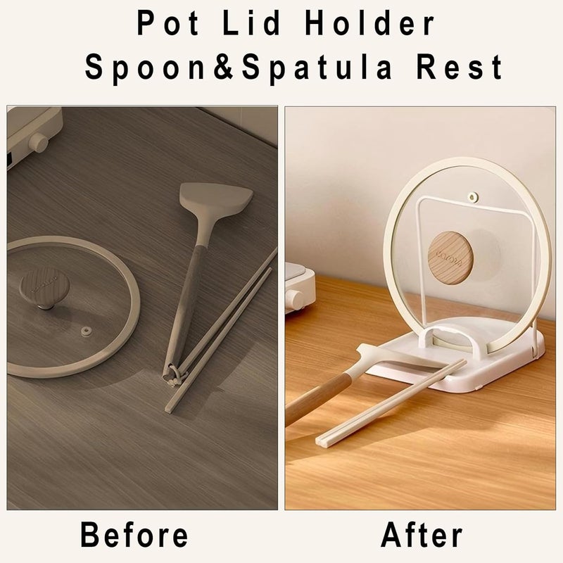 Falumnook Foldable Pot Lid Holder & Spoon Rest - ABS with Stainless Steel, Non-Slip Silicone Base, Holds Lids & Utensils, Dishwasher Safe, Space-Saving Kitchen Organizer for Countertop - Image 5